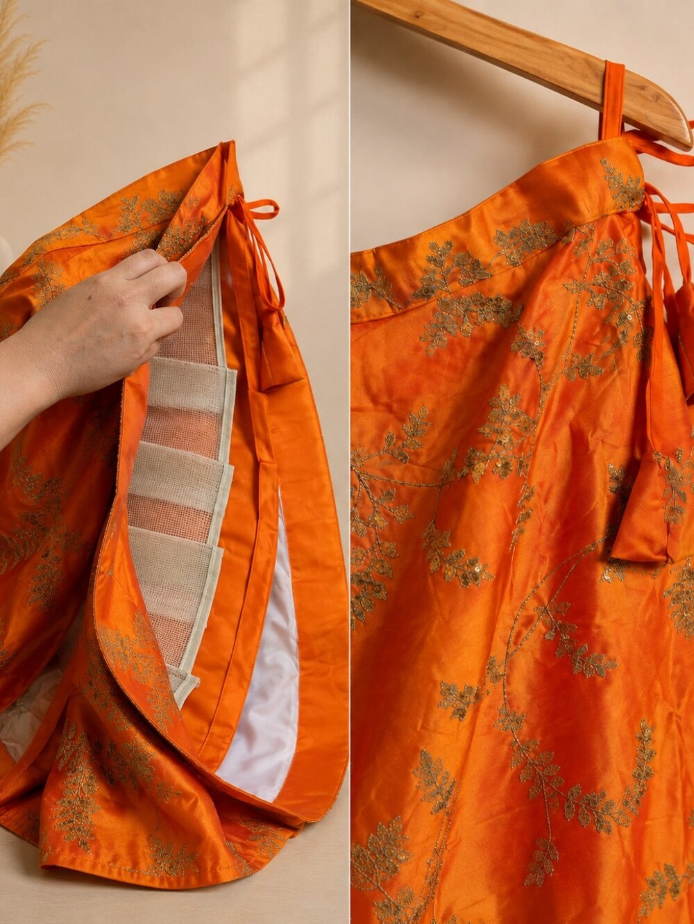 Orange Embroidered Lehenga Choli – US 10 - Picture 9 of 10